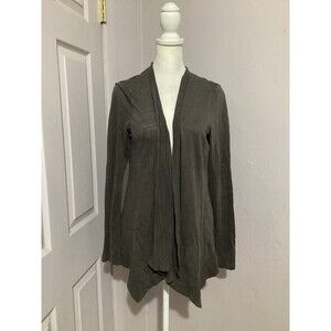 Eileen Fisher Gray 100% Linen Open Front Cardigan S